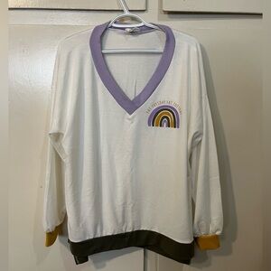 Long Sleeve Mardi Gras white top/sweater